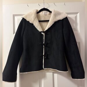 White House Black Market Faux Suede Coat with Toggle Enclosures